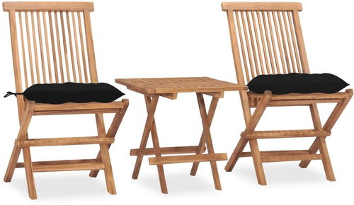 3dílný skládací zahradní jídelní set s poduškou masivní teak 3063220 - Zahradní nábytek - Main image