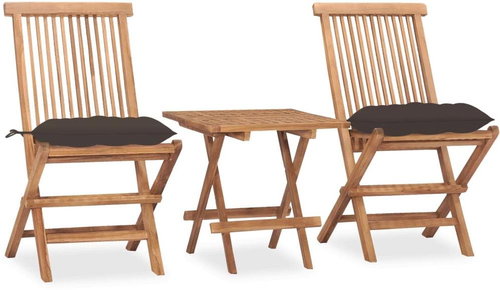 3dílný skládací zahradní jídelní set s poduškou masivní teak 3063221 - Zahradní nábytek - Main image
