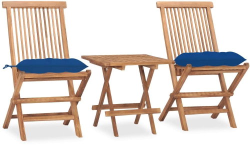 3dílný skládací zahradní jídelní set s poduškou masivní teak 3063223 - Zahradní nábytek - Main image