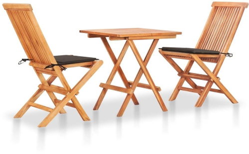 3dílný bistro set s taupe poduškami masivní teakové dřevo 3063233 - Zahradní nábytek - Main image