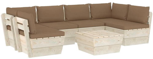 7dílná zahradní sedací souprava z palet + podušky smrkové dřevo 3063596 - Garden Furniture - Main image