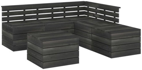 6dílná zahradní sedací souprava z palet borovice tmavě šedá 3063751 - Zahradní nábytek - Main image
