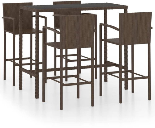 5dílný zahradní barový set polyratan hnědý 3064842 - Zahradní nábytek - Main image