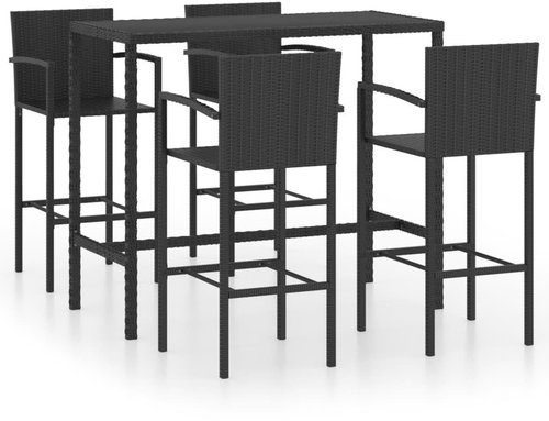 5dílný zahradní barový set polyratan černý  3064843 - Zahradní nábytek - Main image