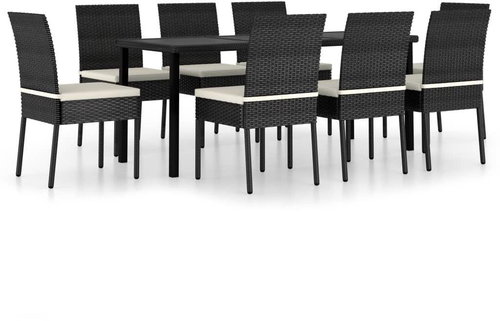 9dílný zahradní jídelní set polyratan černý 3065698 - Zahradní nábytek - Main image