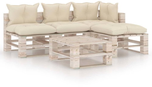 5dílná zahradní sedací souprava z palet + podušky borové dřevo 3066253 - Zahradní nábytek - Main image