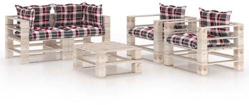 5dílná zahradní sedací souprava z palet + podušky borové dřevo 3066351 - Zahradní nábytek - Main image