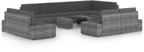 10dílná zahradní sedací souprava polyratan šedá  3067175 - Zahradní nábytek - Main image