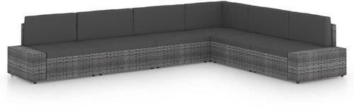 6dílná zahradní sedací souprava polyratan šedá 3067177 - Zahradní nábytek - Main image