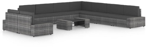 10dílná zahradní sedací souprava polyratan šedá 3067186 - Zahradní nábytek - Main image