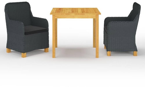 3dílný zahradní jídelní set tmavě šedý 3067753 - Zahradní nábytek - Main image