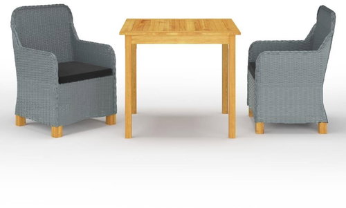 3dílný zahradní jídelní set světle šedý 3067755 - Zahradní nábytek - Main image