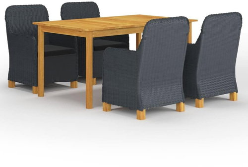 5dílný zahradní jídelní set tmavě šedý 3067847 - Zahradní nábytek - Main image