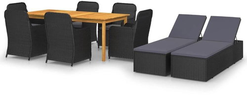 9dílný zahradní jídelní set černý 3067914 - Zahradní nábytek - Main image