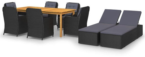 9dílný zahradní jídelní set černý 3067917 - Zahradní nábytek - Main image