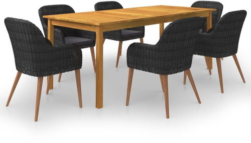 7dílný zahradní jídelní set černý 3067918 - Zahradní nábytek - Main image