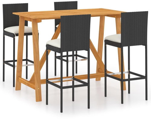 5dílný zahradní barový set s poduškami černý 3067958 - Zahradní nábytek - Main image