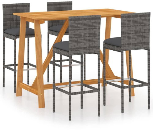 5dílný zahradní barový set s poduškami šedý 3067959 - Zahradní nábytek - Main image