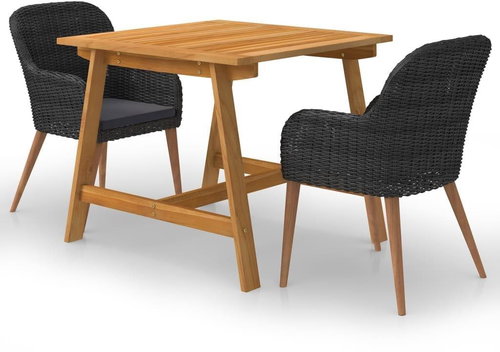 3dílný zahradní jídelní set černý 3068718 - Zahradní nábytek - Main image
