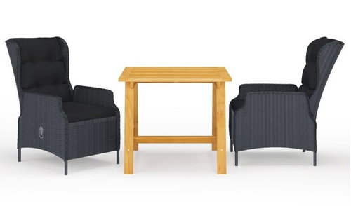 3dílný zahradní jídelní set tmavě šedý 3068725 - Zahradní nábytek - Main image