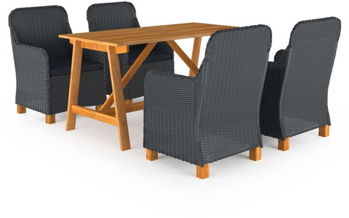 5dílný zahradní jídelní set tmavě šedý 3068788 - Zahradní nábytek - Main image