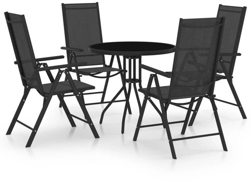 5dílný zahradní jídelní set hliník a textilen černý 3070656 - Zahradní nábytek - Main image