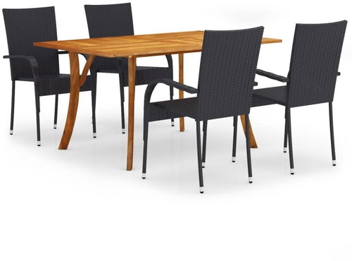 5dílný zahradní jídelní set černý 3072128 - Zahradní nábytek - Main image