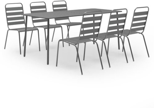 7dílný zahradní jídelní set ocel tmavě šedý 3074477 - Zahradní nábytek - Main image