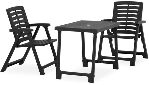 3dílný skládací balkonový set plastový šedý 315835 - Zahradní nábytek - Main image