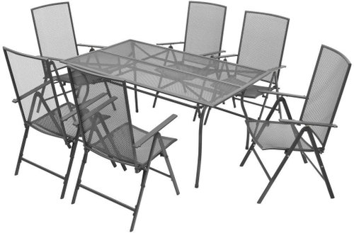 7dílný zahradní jídelní set skládací židle ocel antracitový 42719 - Zahradní nábytek - Main image