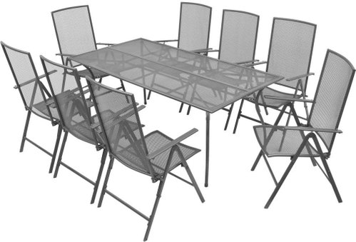 9dílný zahradní jídelní set skládací židle ocel antracitový 42720 - Zahradní nábytek - Main image