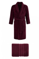 Soft Cotton Premium men's bathrobe in gift pack with towel, burgundy, M - Bathrobe