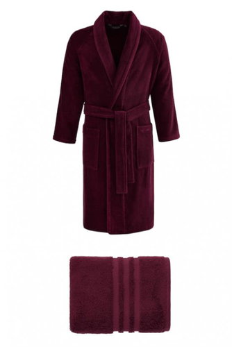 Soft Cotton Pánský župan Premium v dárkovém balení s ručníkem, bordó, L - Bathrobe - Main image