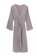 Soft Cotton Women's elegant Destan robe in gift box, lilac - Bathrobe