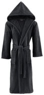 Soft Cotton - Unisex robe Stripe with hood, anthracite - Bathrobe