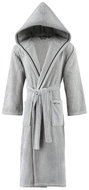 Soft Cotton - Unisex Stripe robe with hood, grey - Bathrobe