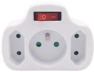 Solight Socket Splitter with switch, 1x 10A + 2x 2.5A/230V white - Splitter 