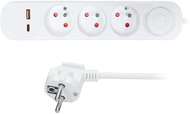 Solight 2m, 3 sockets, USB A+C 20W PD, switch, 3 x 1mm2, PVC - Extension Cable