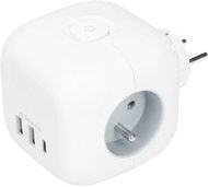 Solight cube, 3x 16A + USB A+C charger 17W, white, switch - Splitter 