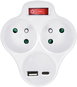 Splitter  Solight 2 x 10A, USB A+C charger 12W, white, switch - Rozbočovač