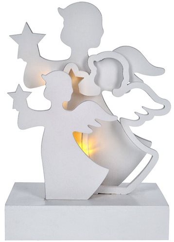 LED Engel, Holz, weiße Farbe, 2x AA - Weihnachtsbeleuchtung - Hauptbild