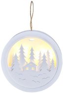 LED - Dekorácia závesná, les a chatka, biela, 2× AAA - Vianočné osvetlenie