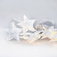 LED Christmas Star Chain, Metal, White, 10LED, 1m, 2x AA, IP20 - Christmas Lights