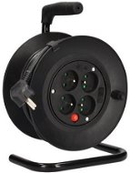 Solight Extension Cord on Reel, 4 Sockets, 15m, Black Cable, 3x 1,0mm² - Extension Cable
