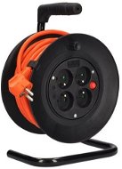 Solight Extension Lead on Reel, 4 Sockets, 15m, Orange Cable, 3x 1,0mm² - Extension Cable