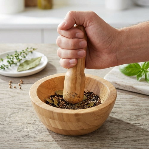Secret de Gourmet, Organic bamboo mortar, 13x5 cm - Mortar - Main image