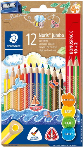 STAEDTLER Noris Jumbo triangular, 10+2 colours - Coloured Pencils - Main image