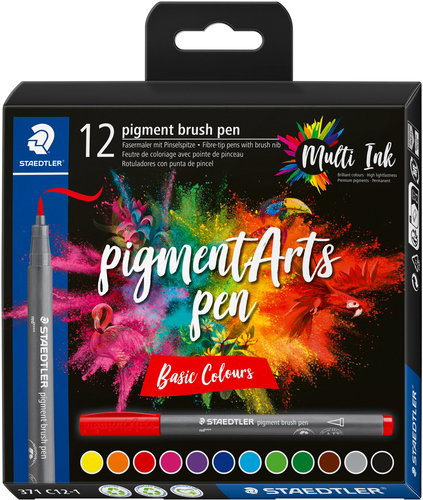 STAEDTLER 371 Brush marker Basic, 12 colours - Felt Tip Pens - Main image