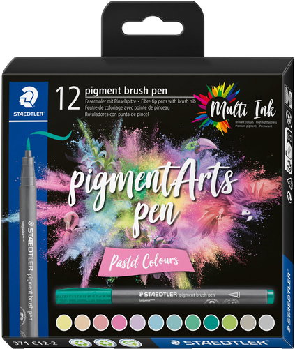 STAEDTLER 371 Brush marker Pastel, 12 colours - Felt Tip Pens - Main image