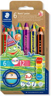 STAEDTLER Noris junior jumbo 3 in 1, two-colour, 6 pcs + sharpener - Coloured Pencils